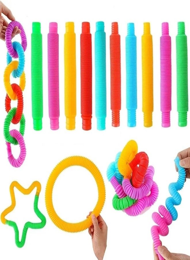 GOMNIK Fun Pull and Pop Tube Toy - 6 Pieces Pop Tube Fidget Sensory Tubes for Kids & Adults | ADHD, Anxiety, Autism Relief | Flexible, Bendable & Twistable | Multicolor (6) - Image 1